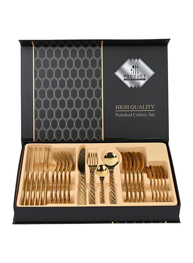 Ollieroo 24 Pieces Durable and Stylish Cutlery Set  for Comfort and Stylish Table Settings Gold - Image 3